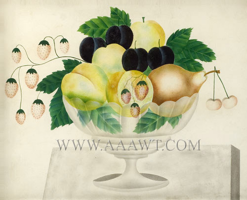 Theorem Painting, Folk Art, Still Life of Fruits in Compote
Possibly Maine, 19th Century, entire view